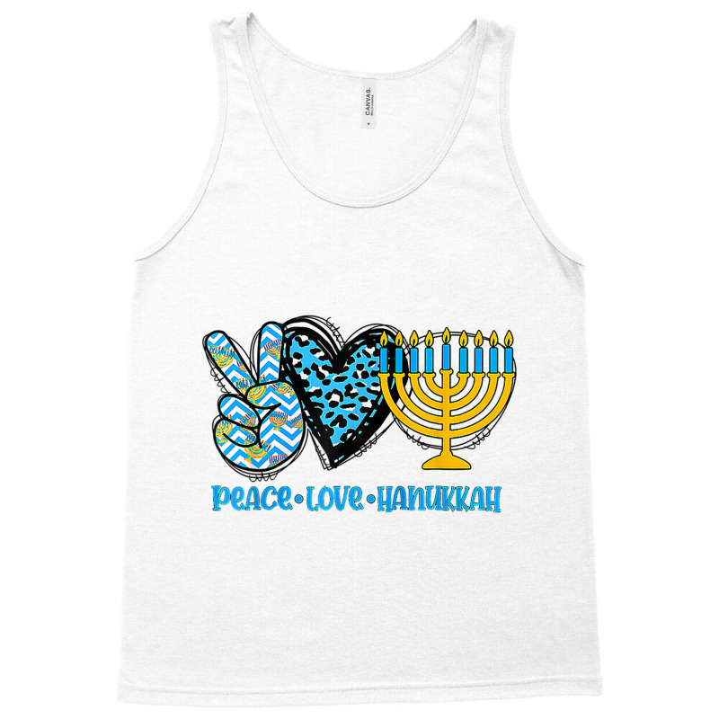 Peace Love Hanukkah Leopard Hanukkah Menorah Jewish T Shirt Tank Top | Artistshot