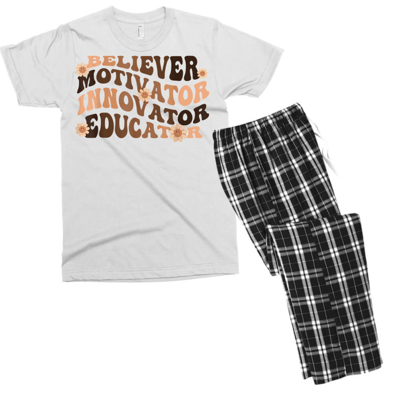 Believer Motivator Innovator Educator Black History Teachers T Shirt Men's T-shirt Pajama Set by kamrynshut8 | Artistshot