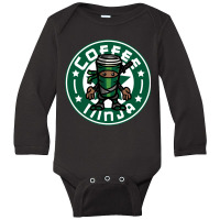 Hot Trend Coffee Ninja - Green Long Sleeve Baby Bodysuit | Artistshot