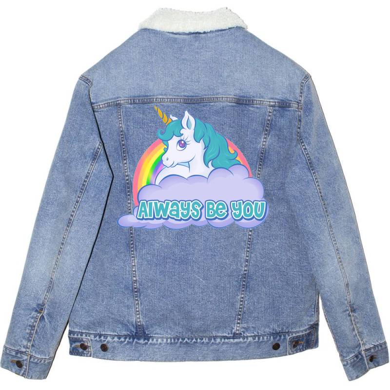 Always Be You Unicorn  (dwayne Johnson) Bob Stone   Central Intelligen Unisex Sherpa-Lined Denim Jacket by aashekfongwah | Artistshot