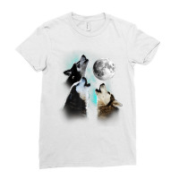 Siberian Husky Shirt, Siberian Husky Howling At The Moon T Shirt Ladies Fitted T-shirt | Artistshot