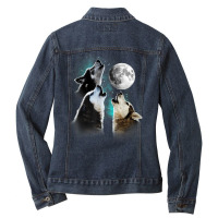 Siberian Husky Shirt, Siberian Husky Howling At The Moon T Shirt Ladies Denim Jacket | Artistshot