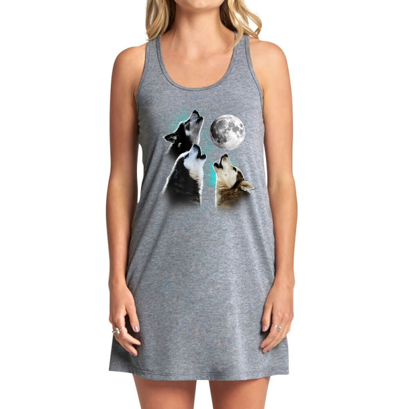 Siberian Husky Shirt, Siberian Husky Howling At The Moon T Shirt Tank Dress by omano | Artistshot