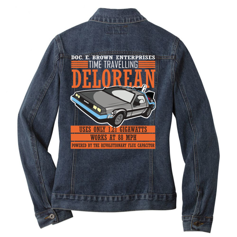 Doc E. Brown Time Travelling Delorean Ladies Denim Jacket by mwenhoocadizx | Artistshot