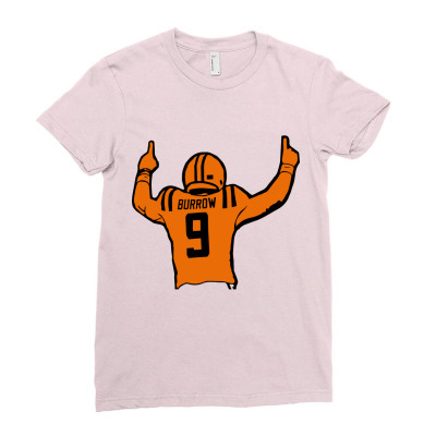Football 9 Burrow Ladies Fitted T-shirt Designed By Warning
