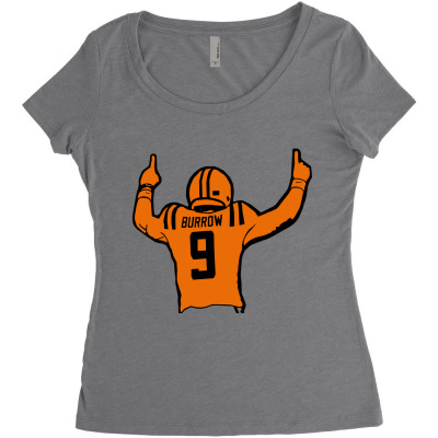 Football 9 Burrow Women's Triblend Scoop T-shirt Designed By Warning
