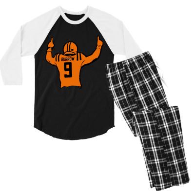 Football 9 Burrow Men's 3/4 Sleeve Pajama Set Designed By Warning