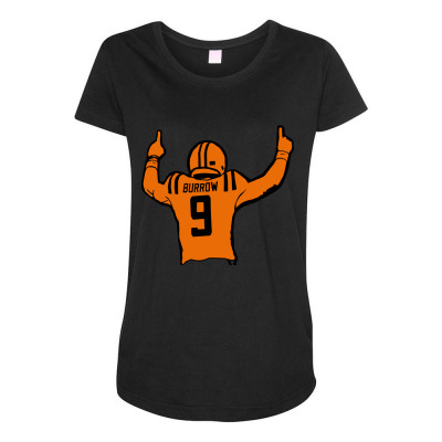 Football 9 Burrow Maternity Scoop Neck T-shirt Designed By Warning