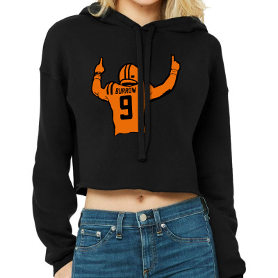 Football 9 Burrow Cropped Hoodie Designed By Warning