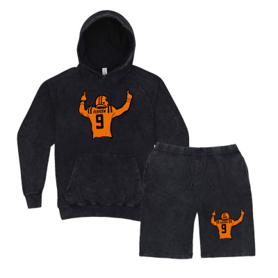 Football 9 Burrow Vintage Hoodie And Short Set Designed By Warning