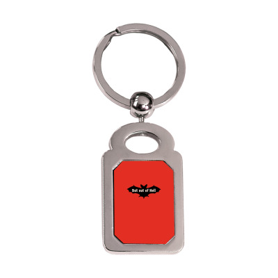 Bat Coming Silver Rectangle Keychain Designed By Warning