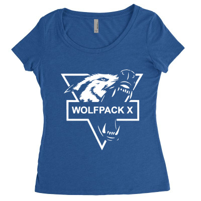 Wolf Face Logo Women's Triblend Scoop T-shirt Designed By Warning