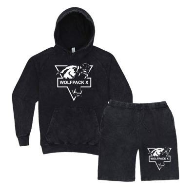 Wolf Face Logo Vintage Hoodie And Short Set Designed By Warning