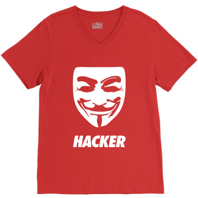 Hacker Cool Mask V-neck Tee Designed By Warning