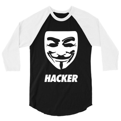 Hacker Cool Mask 3/4 Sleeve Shirt Designed By Warning