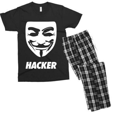 Hacker Cool Mask Men's T-shirt Pajama Set Designed By Warning