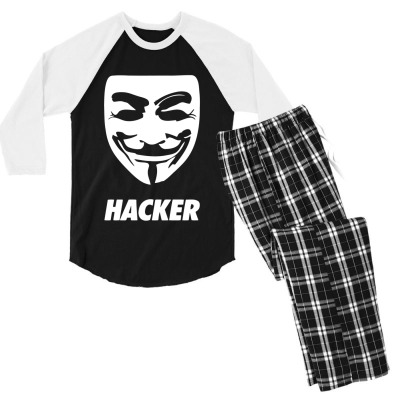 Hacker Cool Mask Men's 3/4 Sleeve Pajama Set Designed By Warning