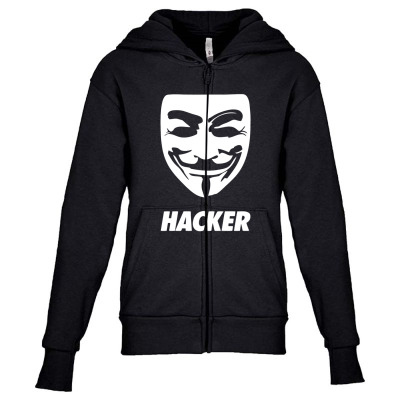 Hacker Cool Mask Youth Zipper Hoodie Designed By Warning
