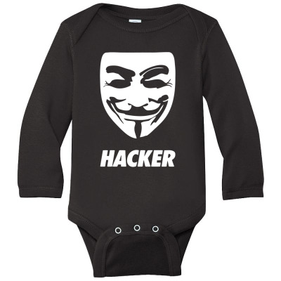 Hacker Cool Mask Long Sleeve Baby Bodysuit Designed By Warning