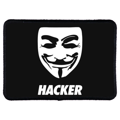 Hacker Cool Mask Rectangle Patch Designed By Warning