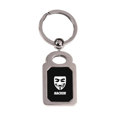 Hacker Cool Mask Silver Rectangle Keychain Designed By Warning
