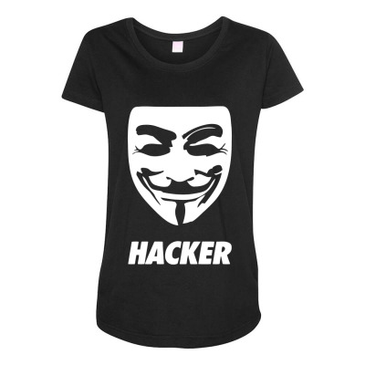 Hacker Cool Mask Maternity Scoop Neck T-shirt Designed By Warning