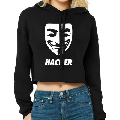 Hacker Cool Mask Cropped Hoodie Designed By Warning