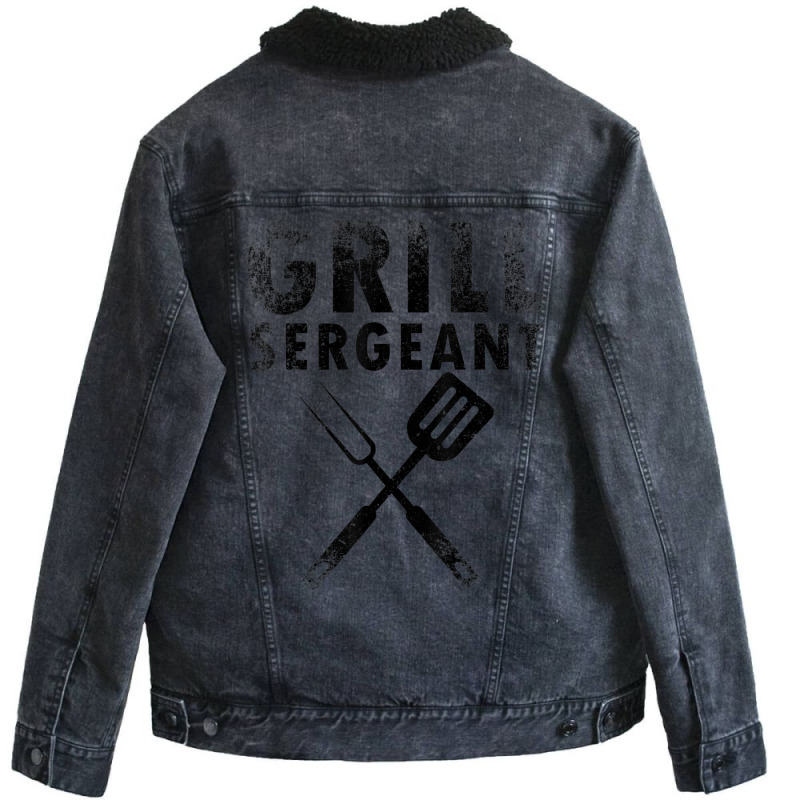 The Grill Sergeant Father's Day Bbq Dad Joke Unisex Sherpa-lined Denim Jacket | Artistshot