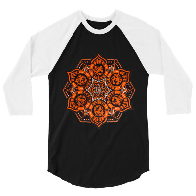 Tigers Mandala Logo 3/4 Sleeve Shirt Designed By Warning