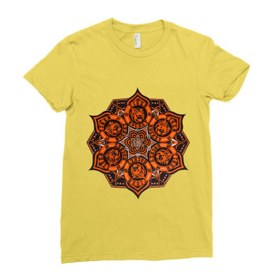 Tigers Mandala Logo Ladies Fitted T-shirt Designed By Warning