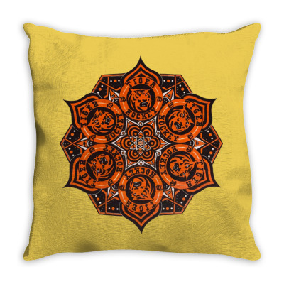 Tigers Mandala Logo Throw Pillow Designed By Warning