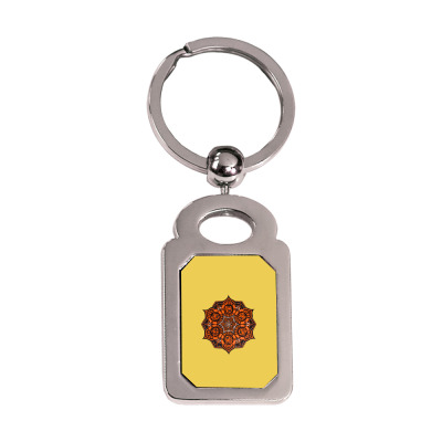 Tigers Mandala Logo Silver Rectangle Keychain Designed By Warning