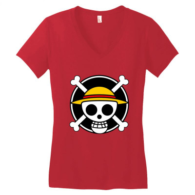 Pirate Anime Story Women's V-neck T-shirt Designed By Warning