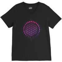 Hot Trend Moon Phases Flower Of Life Mandala Divine Geometry Astrology V-neck Tee | Artistshot