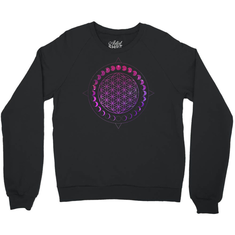 Hot Trend Moon Phases Flower Of Life Mandala Divine Geometry Astrology Crewneck Sweatshirt by michaelyounger19 | Artistshot