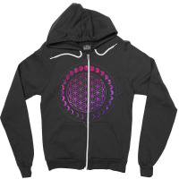 Hot Trend Moon Phases Flower Of Life Mandala Divine Geometry Astrology Zipper Hoodie | Artistshot