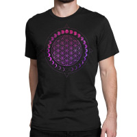 Hot Trend Moon Phases Flower Of Life Mandala Divine Geometry Astrology Classic T-shirt | Artistshot