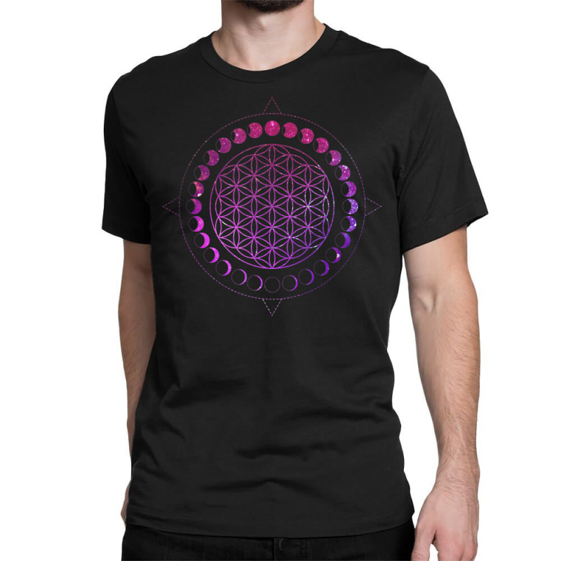 Hot Trend Moon Phases Flower Of Life Mandala Divine Geometry Astrology Classic T-shirt by michaelyounger19 | Artistshot