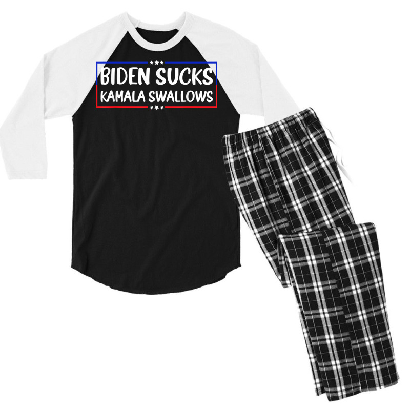 Biden Sucks Kamala Swallows Funny Biden And Kamala T Shirt Men's 3/4 Sleeve Pajama Set | Artistshot