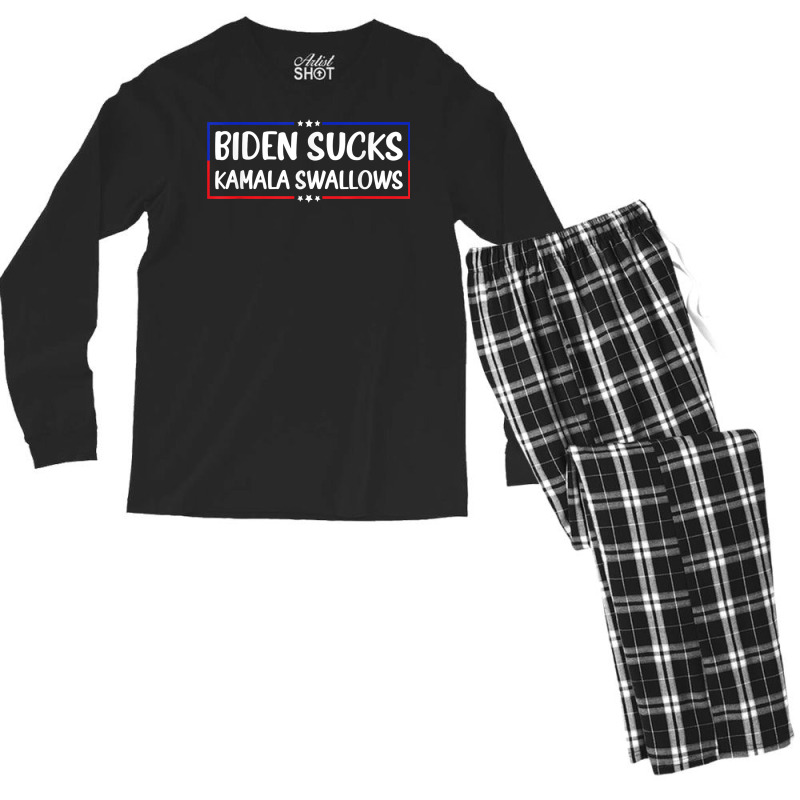 Biden Sucks Kamala Swallows Funny Biden And Kamala T Shirt Men's Long Sleeve Pajama Set | Artistshot