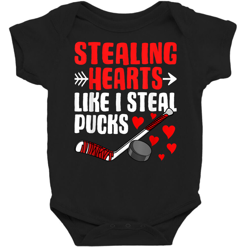 Stealing Hearts Like I Steal Pucks Valentines Day Ice Hockey T Shirt Baby Bodysuit by ardylanda | Artistshot