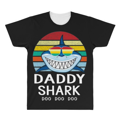 Fun Daddy Shark All Over Men's T-shirt Designed By Warning