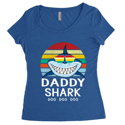 Fun Daddy Shark Women's Triblend Scoop T-shirt Designed By Warning