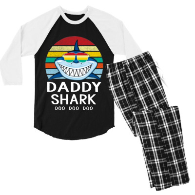 Fun Daddy Shark Men's 3/4 Sleeve Pajama Set Designed By Warning