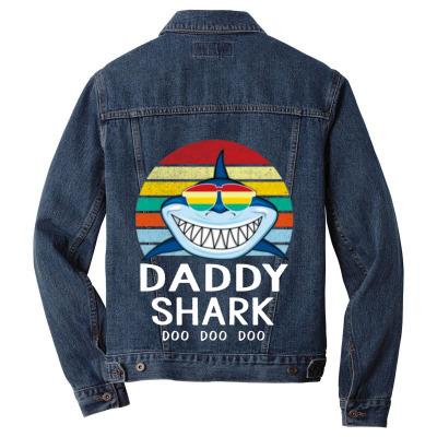 Fun Daddy Shark Men Denim Jacket Designed By Warning