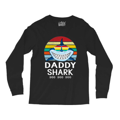 Fun Daddy Shark Long Sleeve Shirts Designed By Warning