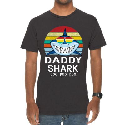 Fun Daddy Shark Vintage T-shirt Designed By Warning