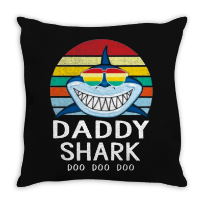 Fun Daddy Shark Throw Pillow Designed By Warning