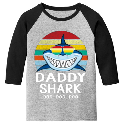 Fun Daddy Shark Youth 3/4 Sleeve Designed By Warning