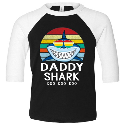 Fun Daddy Shark Toddler 3/4 Sleeve Tee Designed By Warning